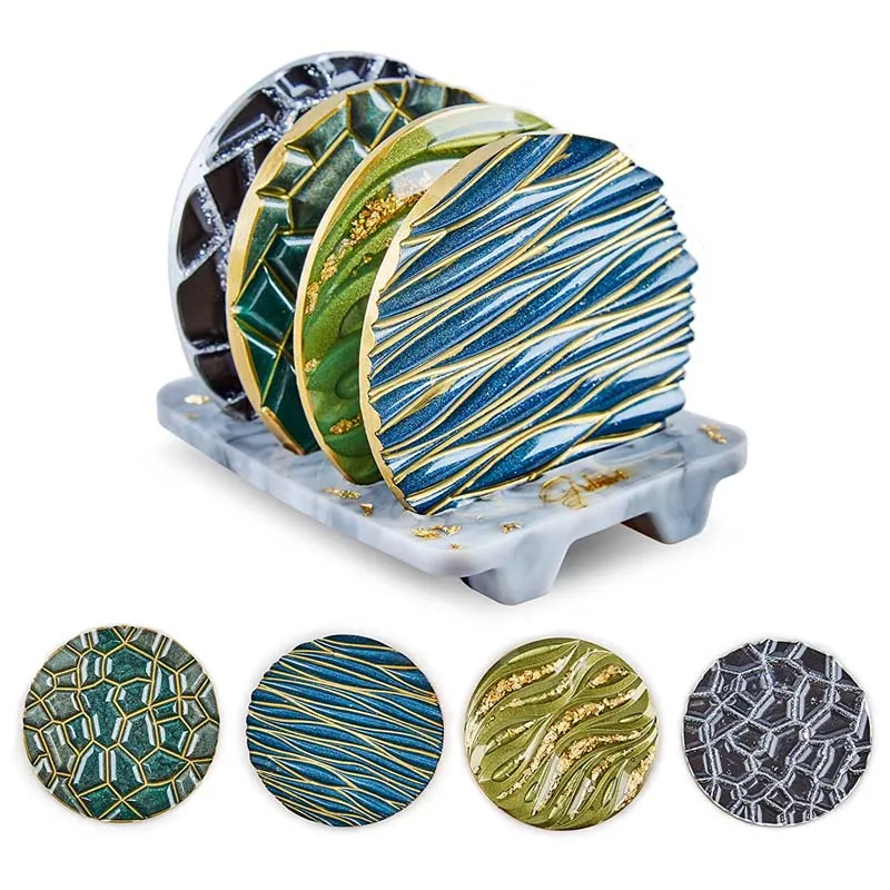 Coaster Mold Round - DIY Kristal Epoksi Kalıp Dalga Elmas